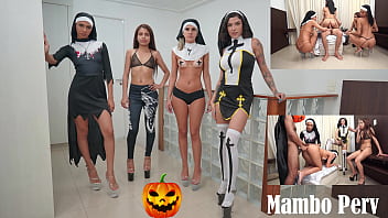 Cadılar Bayramı Azgın Rahibe Takımı: 4 Azgın Rahibenin Şeytani Seks Ritüeli Ve Ters Grup Seks (anal, Rahibeler, Dinsel Sapkınlık, 1 Erkek 4 Kadın, Şeytani Kız, Genişleme, Atm, Atogm) Ob230